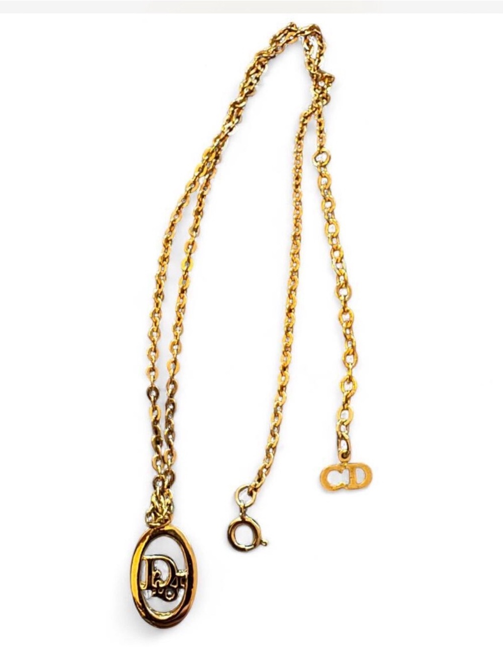 Authentic Dior Gold Oval Necklace